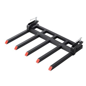 Clamp-On Debris Forks for 48" Tractor Bucket 5 Reinforced Tines Sturdy Pallet Fork Attachment Fits Front Loader, Skid Steer