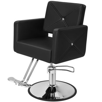Salon Chair for Hair Stylist – Hydraulic Beauty Chair with Crystal Tufted Back, Extra-Wide Seat, Adjustable Height, 360° Swivel for Barbershop, Spa, or Home Use