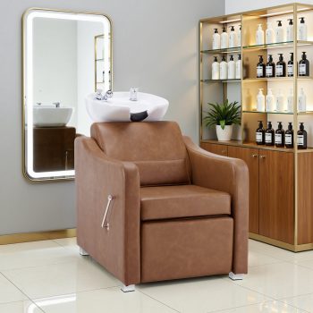 BarberPub Salon Shampoo Station Chair, Backwash Shampoo Chair with Bowl for Spa Beauty Barber Shop