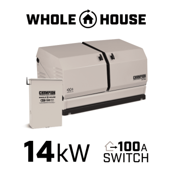 Champion Power Equipment 14Kw Home Standby Generator System With 100 Amp Axis Automatic Transfer Switch