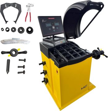 HPDMC Automatic Wheel Balancer - 10-26" Rim, 110V with Laser Guide, 40mm Spindle, for Alloy & Steel Wheels