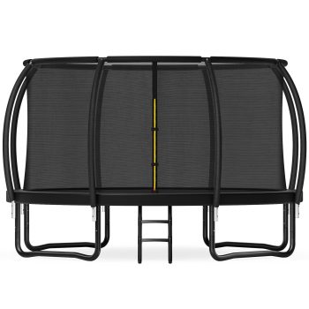 12FT Trampoline for Kids and Adults, Recreational Outdoor Trampoline with Enclosure Net & Ladder, Anti-Rust Bounce Trampoline