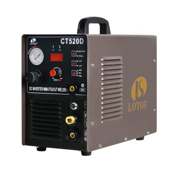 LOTOS CT520D 3-in-1 Combo Welding Machine, 50 Amp Plasma Cutter, 200 Amp TIG Welder, DC Stick Welder, 1/2 Inch Clean Cut, 110V/220V Dual Voltage