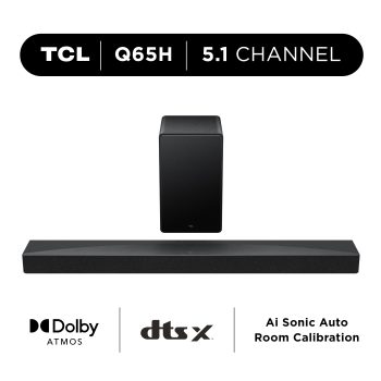 TCL Q65H Q Series 5.1 Channel Soundbar with Dolby Atmos, DTS:X, Ray Danz Technology, Wireless Subwoofer, and Bluetooth Music Streaming - Q65H