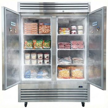 54 Commercial Reach-In Freezer, 2 Solid Doors, Stainless Steel, 49 Cu.Ft, ETL Certified, Heavy-Duty for Restaurant & Kitchen