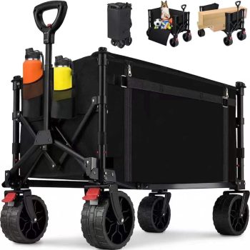 Collapsible Folding, Heavy Duty, Utility for Sports, Camping, Garden, and Shopping, Black