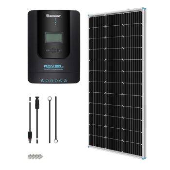 Renogy 100W Monocrystalline Solar Pannel Kit, 400Wh Daily Output High Efficiency, 20A MPPT Charging 5 Year Warranty Weatherproof Design