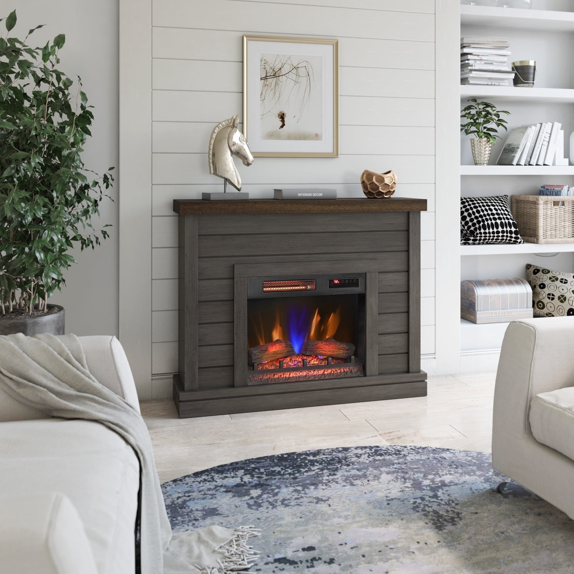 duraflame® Shiplap Wall Mantel Electric Fireplace, Weathered Grey