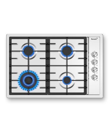 30-Inch 4 Burner Gas Cooktop Stove Top, Built-In Gas Stove, 304 Stainless Steel Panel, NG & LPG Convertible, Compact Cooking Stove for Apartment, Indoor
