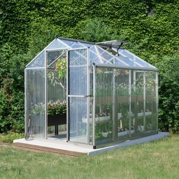 Aoodor Outdoor Greenhouse, Walk-in Polycarbonate Greenhouse with Aluminum Frame for Outside Backyard