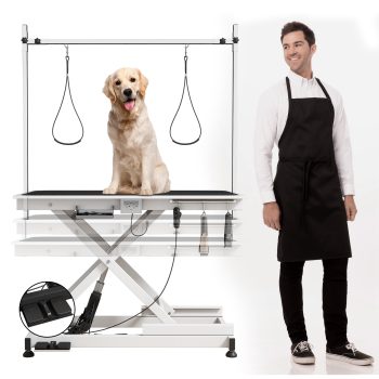 YIYADO 50'' Electric Dog Pet Grooming Table, Grooming Table for Dogs & Cats, Pet Grooming Table with Height Adjustable Duty Portable with Arm & Noose & Mesh Tray
