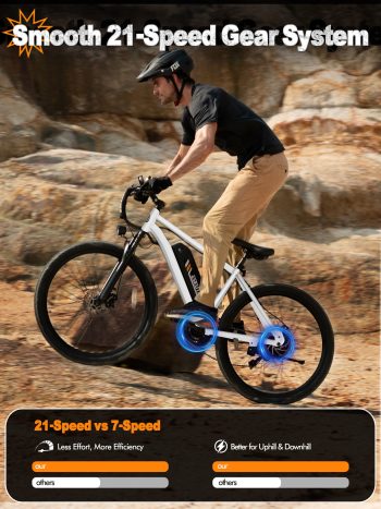 ESKUTE M200 Electric Bike for Adults, 21-Speed Gear 27.5" Mountain Ebike, 750W Motor 20MPH, 48V 10.4Ah Removable Battery, Step Over E-Bicycle, with NFC Unlock, UL2849 Class 2