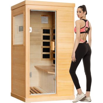 OUTEXER Infrared Sauna Portable Sauna for Home, Home Sauna Spa Room 800W Indoor Saunas 110V with Control Panel and Tempered Glass Door, Canadian Hemlock Sauna for Indoor Home Sauna