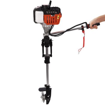 52CC Short Shaft Outboard Motor, 2.5 HP Gas Outboard Motor Boat Engine Electronic Ignition with Air Cooling System for Small Boats Under 9.8ft