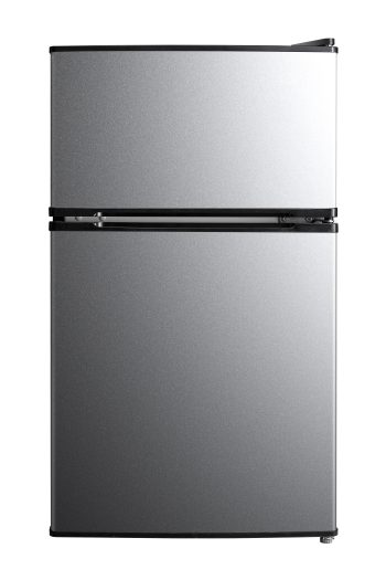 Mainstays 3.2 Cu. Ft. 2-Door Refrigerator with Freezer, Stainless Steel Look