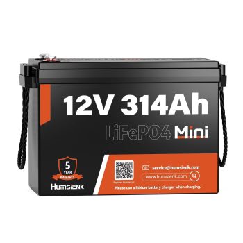 HumsiENK 12V 300Ah (314Ah) LiFePO4 Lithium Battery Mini, 15000+ Deep Cycles LiFePO4 Battery, 4019Wh Energy, 200A BMS Lithium Iron Phosphate Rechargeable Battery Great for RV, Marine, Off Grid