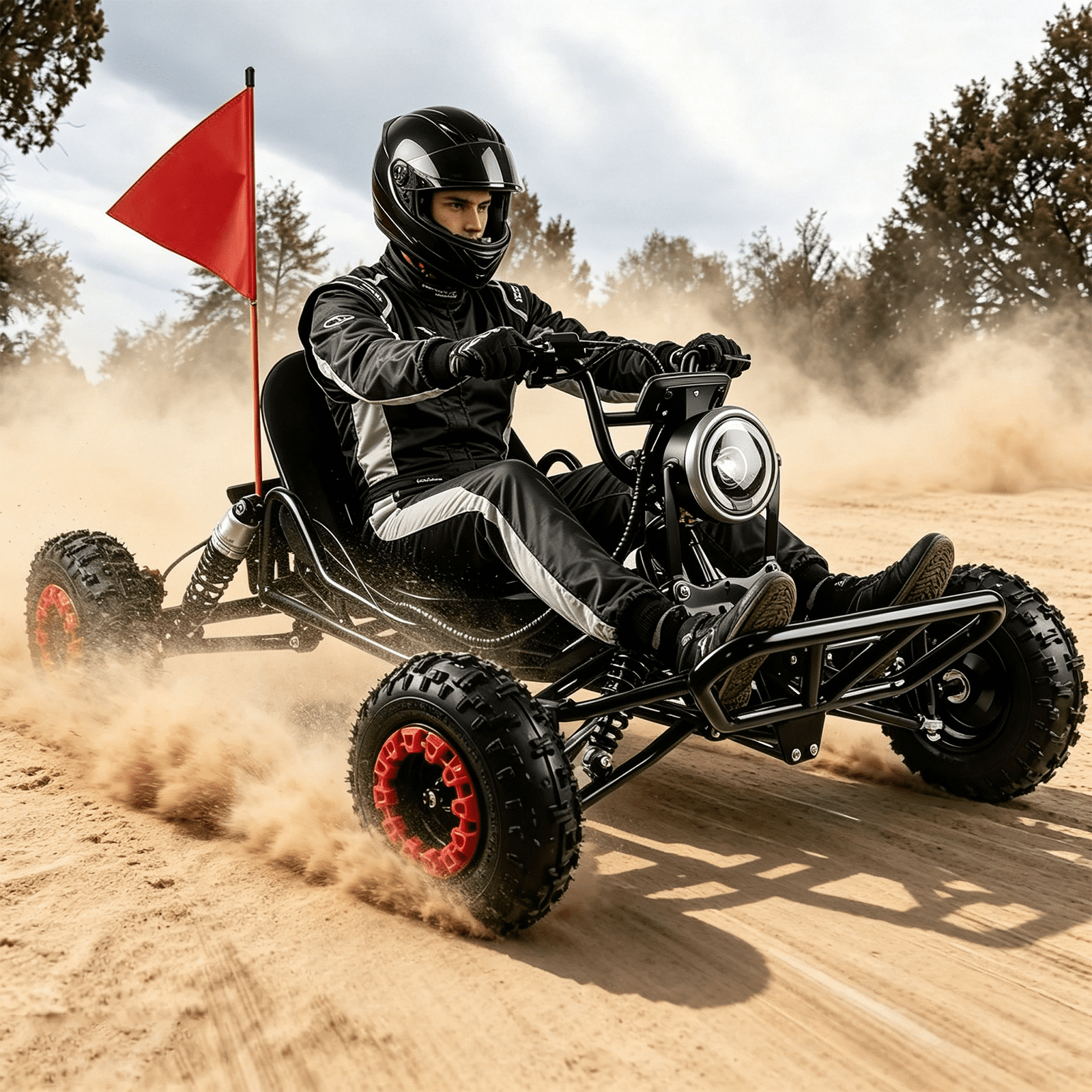 STICCIO Electric Go Kart, 2000W 48V Off-Road Buggy with Suspension, 25MPH 3-Speed for Ages 10+