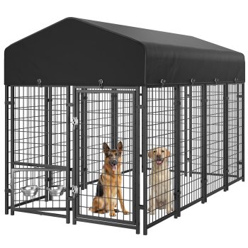 Outdoor Dog Kennel, Dog Run for Outdoor, Dog Pens Cage with Roof Waterproof for to Medium Dog Outside (8'Lx4'Wx6'H)