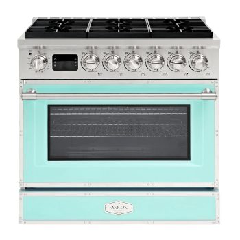 Akicon 36 Inch Freestanding Gas Range with 6 Burners, 4.2 Cu.Ft Convection Oven, Natural Gas & LP Convertible, ETL Certified, 5-Year Warranty Retro Turquoise Kitchen Stove