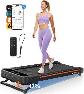 MERACH W50 Walking Pad with 12% Auto Incline, 3.5 HP Under Desk Treadmill with 400 lbs Weight Capacity, Remote Control, APP