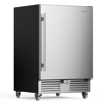 Upstreman 24" Outdoor Beverage Refrigerator, 180 Cans Under Counter Refrigerator Built-in or Freestanding Beverage Cooler Fridge, Stainless Steel, BR50