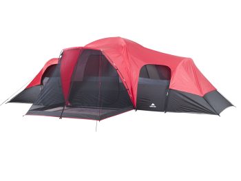 Ozark Trail 10-Person Family Camping Tent, Red/Black/Warm Gray