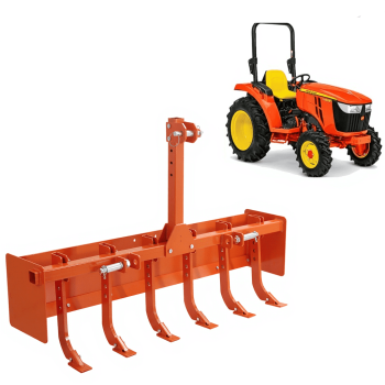 55-Inch 3 Point Box Blade Scraper Attachment, Heavy Duty Box Scraper for Tractor CAT 0 & CAT 1, 6 Adjustable Scarifier Shanks for Leveling & Grading