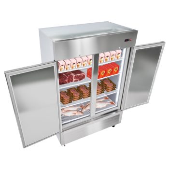 KFFKFF Commercial Stainless Steel Upright Freezer, 54" Wide, 44 Cu.Ft Capacity with Double Doors, Auto-Defrost, 8 Adjustable Shelves, -11 to 14 Temperature Range, ETL Certified