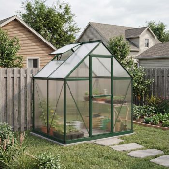 Palram - Canopia Mythos Polycarbonate/Aluminum Walk-In Greenhouse – Green - with Roof Vent