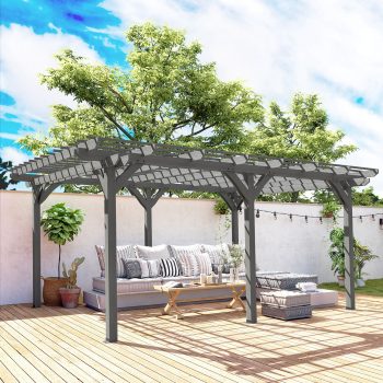 Outsunny Wooden Pergola Grape Trellis, Outdoor Gazebo for Garden, Patio, Backyard, Deck