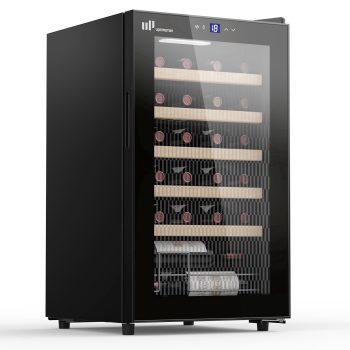 Upstreman Bottle Wine Cooler Refrigerator, Freestanding Wine Chiller Compressor Wine Refrigerator with Glass Door, Touch Control & LED Light, 41-68°F Temperature Control, Black W24