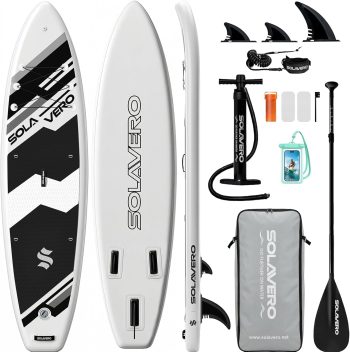 SOLAVERO 11' × 33" Inflatable Stand Up Paddle Board for 2 Person, Ultra-Light SUP Board with Accessories for Adults & Youth of All Skill Levels