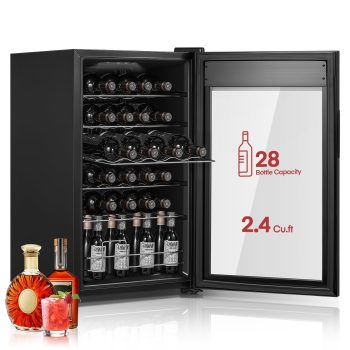 28 Bottles Freestanding Wine Cellar, Wine Fridge with Digital Temperature Control