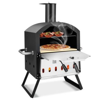 Yardi Yard Outdoor Pizza Oven with Anti-scalding Handles and Foldable Legs-Black, Camping Stove for Outdoor Cooking