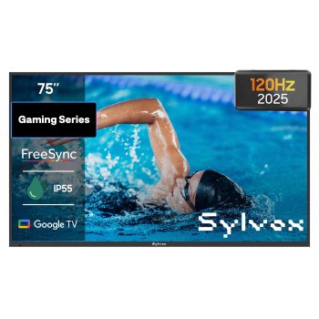 Sylvox 75 inch 120Hz Outdoor TVs,4K Smart Television 1000nits with Dobly Atmos, IP55 Waterproof , Google TV for Partial Sun AreaGaming Serie