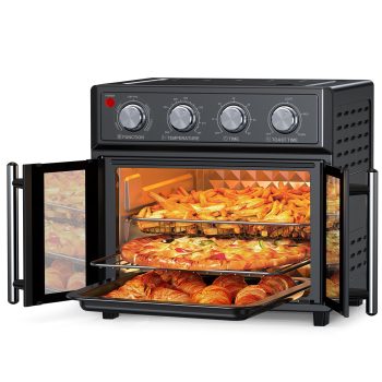 PlumChef 26QT Large capacity French Double-Door Air Fryer Convection Toaster Oven, 1700W, 7 Preset Menus, 7-in-1 Multi-Function for Bake, Roast, Grill, Toast, Dehydrate& Defrost