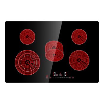 KFFKFF 8600W Electric Ceramic Cooktop, 30" 5 Burners Built-in Countertop Burners Cooker Touch Control, Overheat Protection, Child Lock, 9 Power Levels,220-240V (NO Plug)