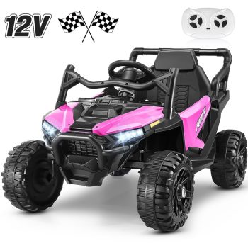 Funcid 12V Ride on Toys with Remote Control, Single Seater Ride on Cars, 200W Electric Car for Kids w/ Bluetooth, Knob Volume Control, Battery Indicator, MP3, Spring Suspension