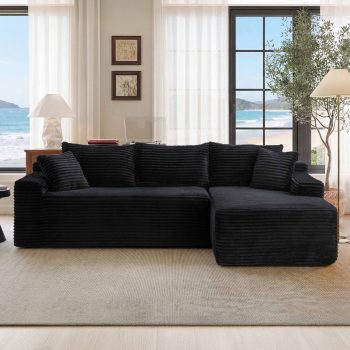Lunale Small Modular Sectional Sofa with Movable Chaise, L-Shaped Boneless Cloud Couch for Living Room