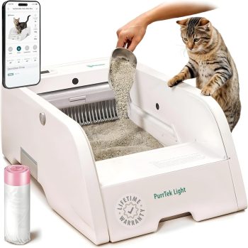 Petcove Automatic Litter Box for Cats with App Control – Self Cleaning, Odor Control, Quiet Auto Cat Litter Box for Multiple Cats - Light bag