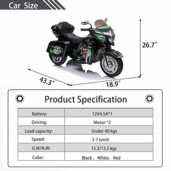 Kids Electric motorcycle 12V two seat motorcycle for kids,Motorbike for Kids with Key start /3 wheels Headlight/Storage Box/ two motor/ two seat,kids motorcycle,ride on motorcycle
