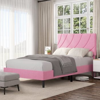 4 Ever Winner Upholstered Platform Bed Frame with Adjustable Headboard