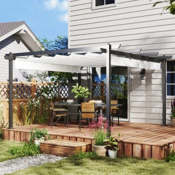 Outsunny 13' x 13' Retractable Pergola Canopy, Aluminum Outdoor Pergola for Garden, Patio, Backyard, Deck