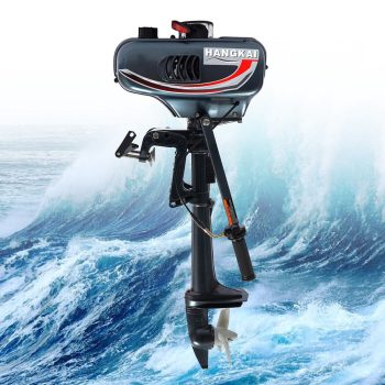 3.5HP 2 Stroke Outboard Motor 49CC Gas Boat Engine with CDI Ignition, Water Cooling, Lightweight 21.6 lbs Short Shaft for Inflatable Boat, Fishing Boat, Kayak, Canoe