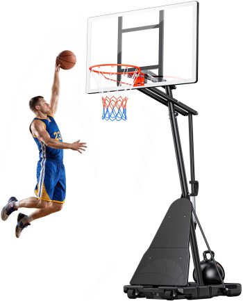44" Basketball Hoop, Quick-Adjust 5.5810FT Portable Basketball Goal with Shatterproof PC Backboard, Heavy Duty Base, Outdoor Basketball System for Kids & Adults COFUNOK