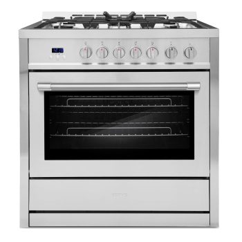 36 in. 3.8 cu. ft. Single Oven Gas Range with 5 Burner Cooktop and Smooth Grip Handle in Stainless Steel
