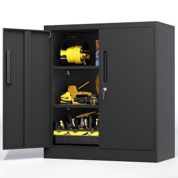 SOLAURA Metal Storage Cabinet with Locking Doors and 2 Adjustable Shelves, 36"H x 32"W x 16"D Office Cabinet for Home, Garage, Warehouse()