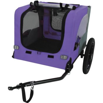 Outdoor Collapsible Pet Bike Trailer with 16-Inch All-Terrain Wheels – Foldable Dog/Cargo Carrier Cart for Bicycles