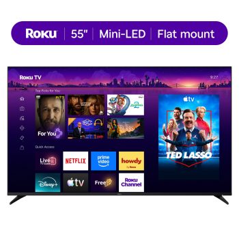 Roku Smart TV 2025 55- Inch Pro Series, 4K QLED Mini-LED TV Roku TV with Backlit Voice Remote Pro