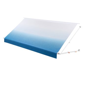 KFFKFF Manual RV Awning Kit, 17.12FT Retractable Awning with Durable Aluminum Frame & Waterproof PVC Fabric, Outdoor Camping Trailer Shade Compatible with Most RVs (17FT, Gradient Blue)